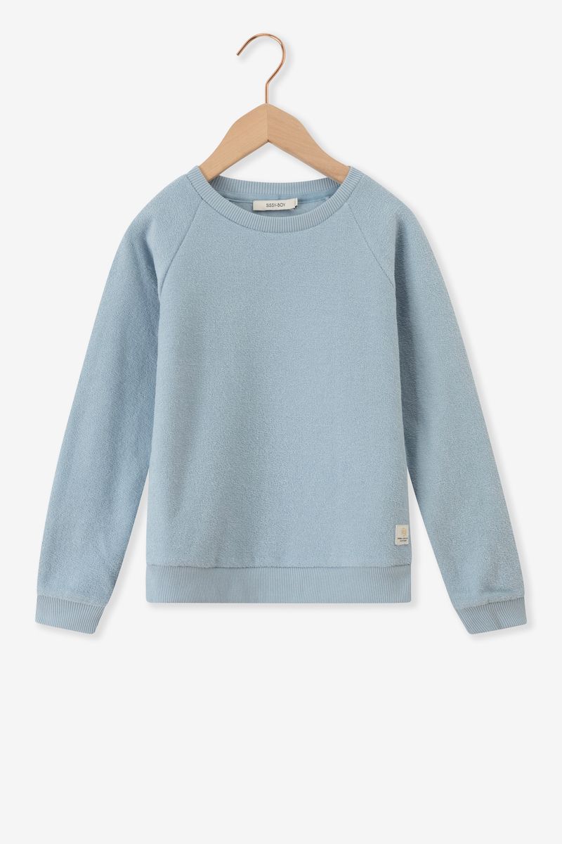 Ijsblauwe Badstof Raglan Sweater