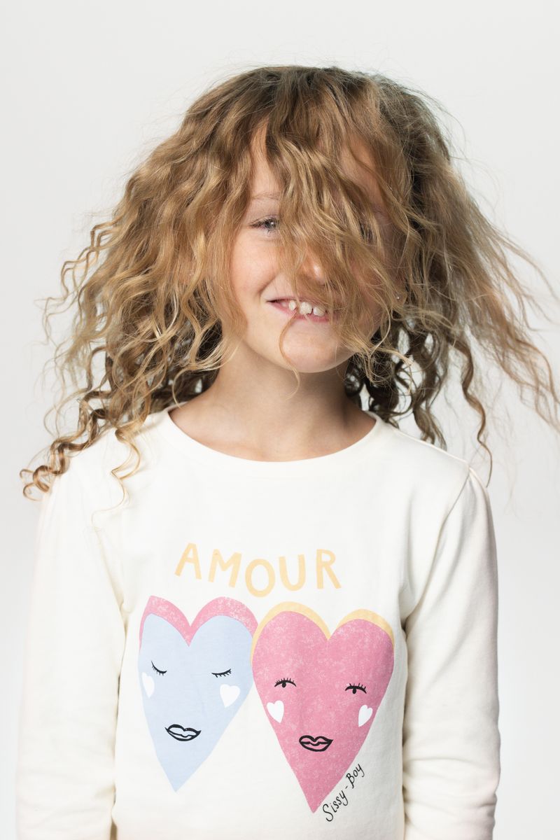 Sissy-Boy - Crèmekleurig longsleeve T-shirt met amour print