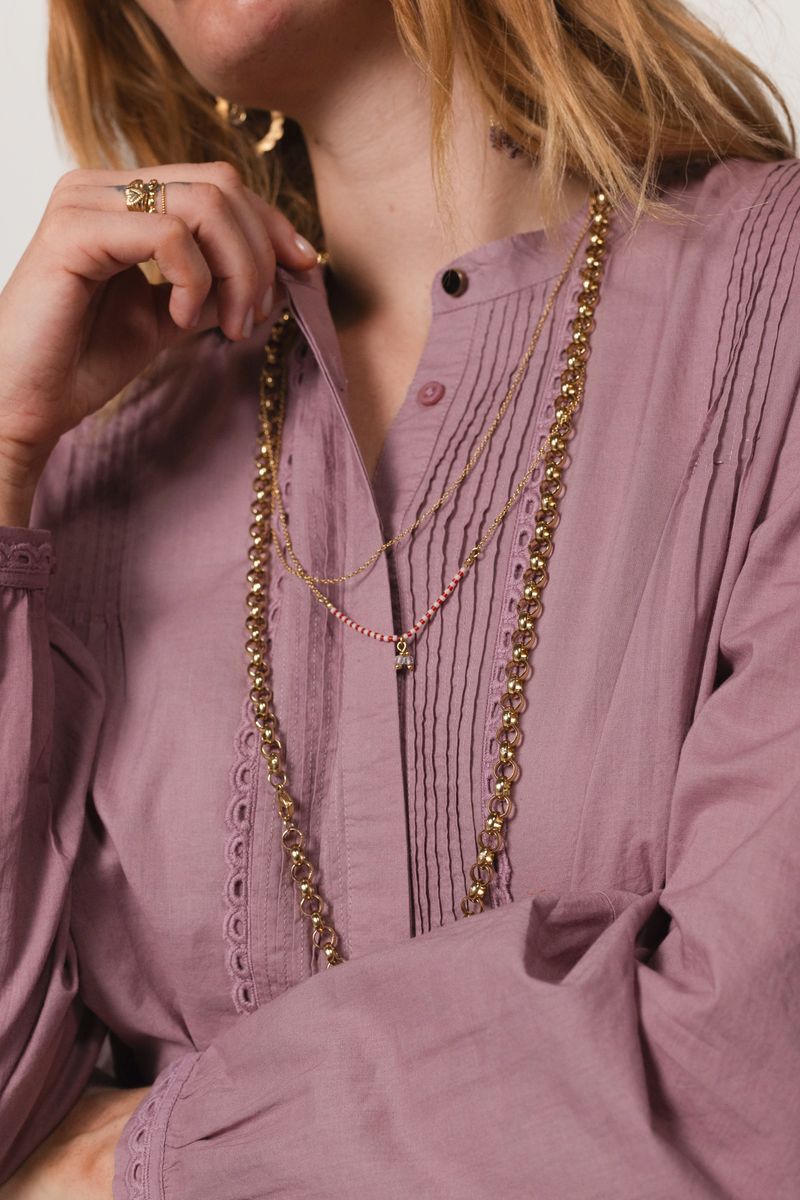 Sissy-Boy - Vergrijsd paarse blouse met pintuck details