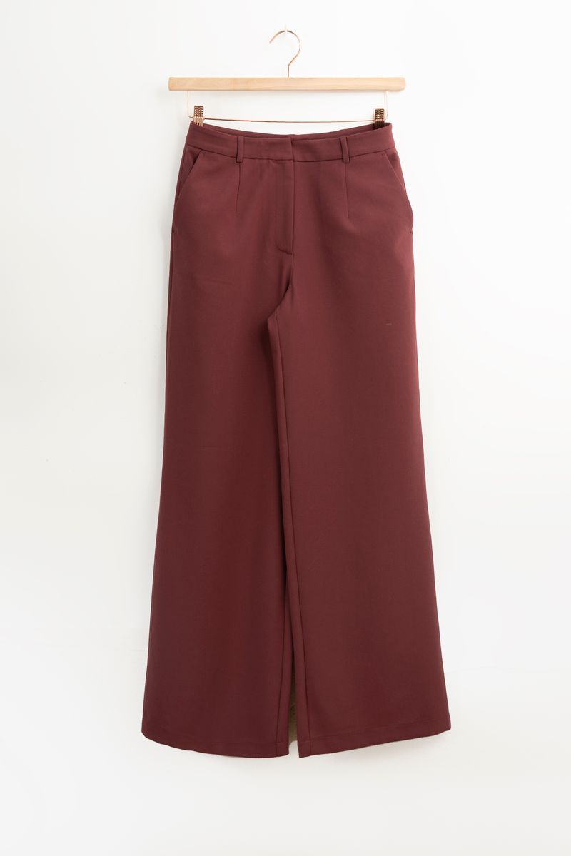 Bordeauxrode Wide Leg Pantalon