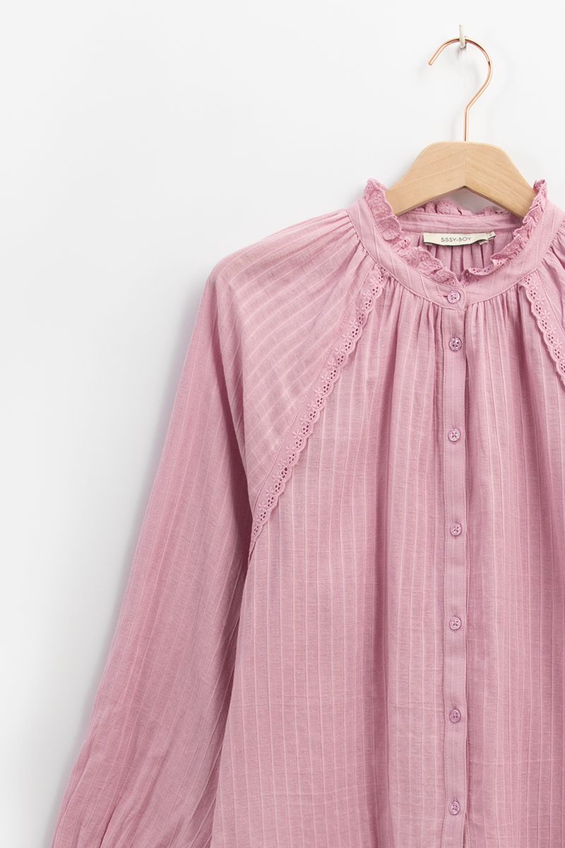 Sissy-Boy - Lichtroze blouse met kanten details