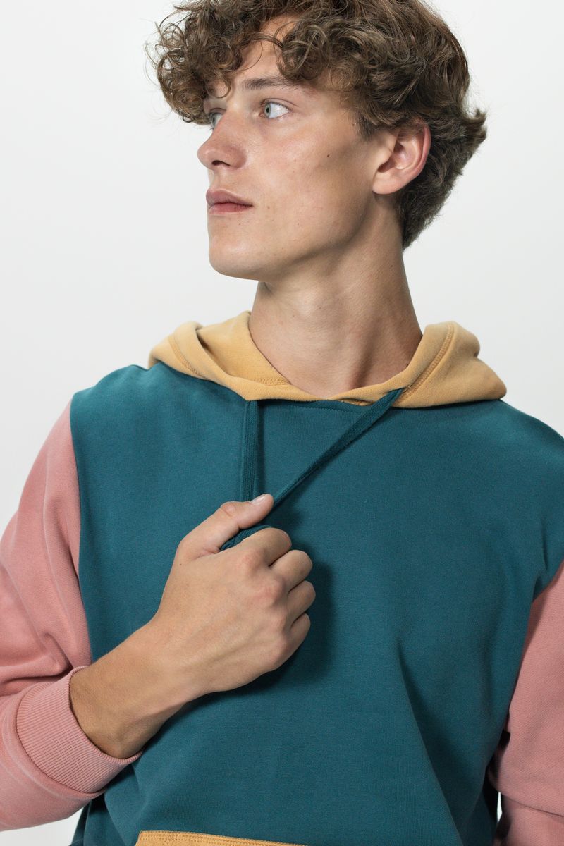 Donkergroene colourblock hoodie