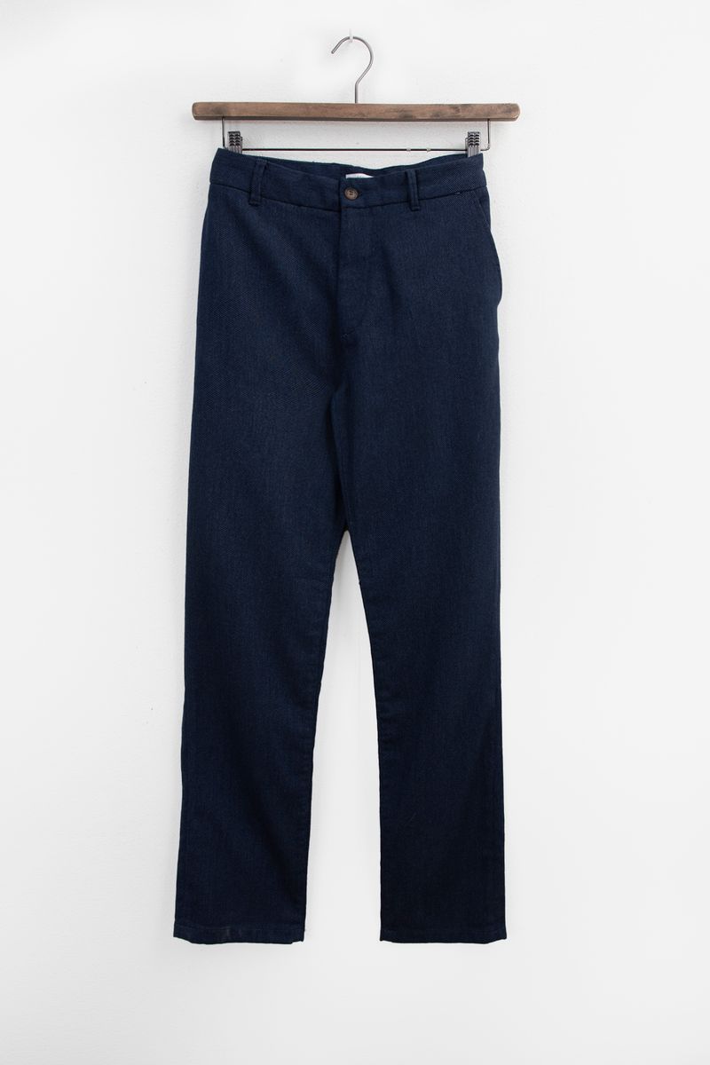 Donkerblauwe Katoenen Twill Chino