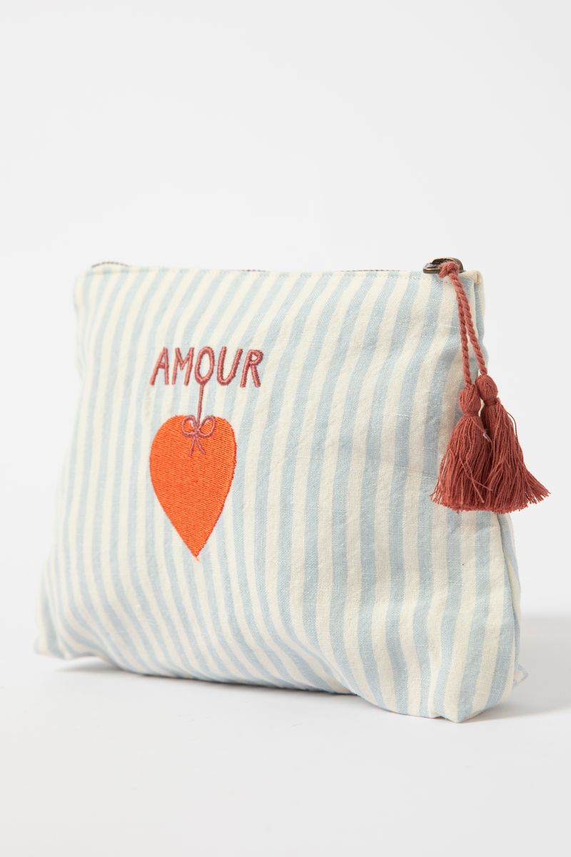 Trousse De Toilette Rayée Amour - Bleu Clair - Sissy-Boy - Modalova
