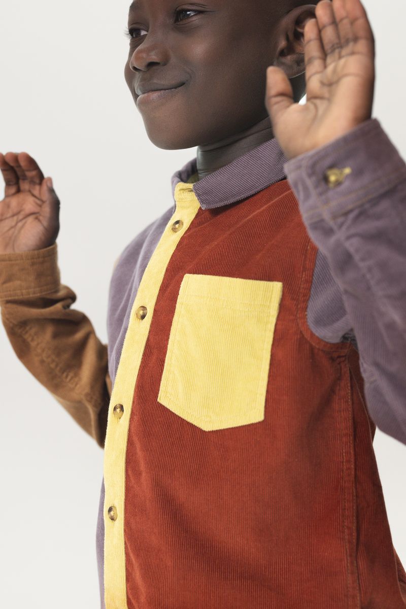 Sissy-Boy - Donkerrood ribcord colourblock overhemd