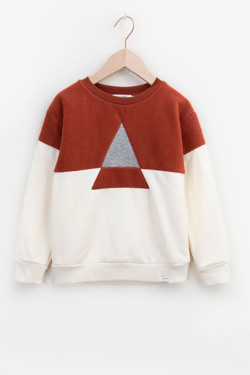 Donkerrode Colourblock Sweater Met Driehoek