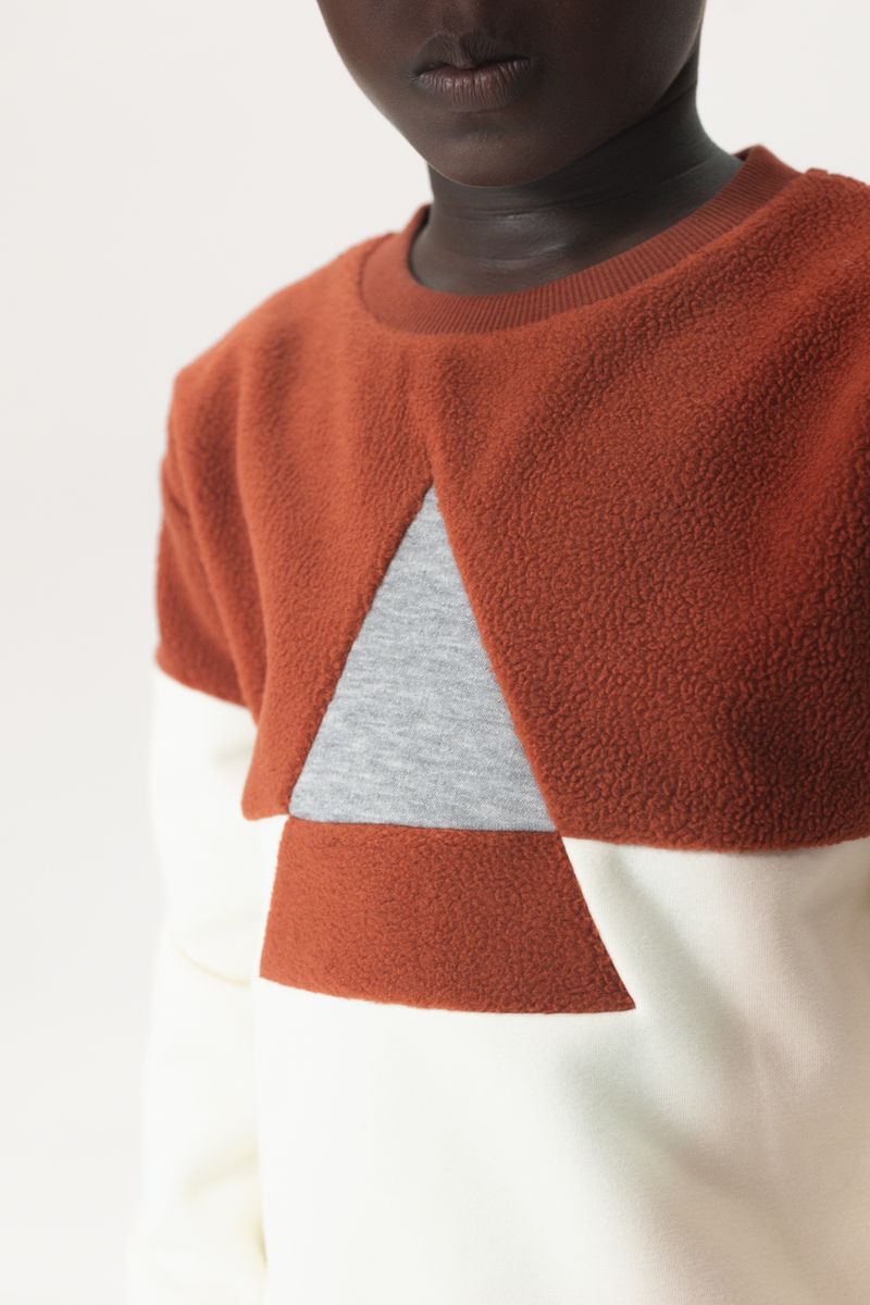 Sissy-Boy - Donkerrode colourblock sweater met driehoek