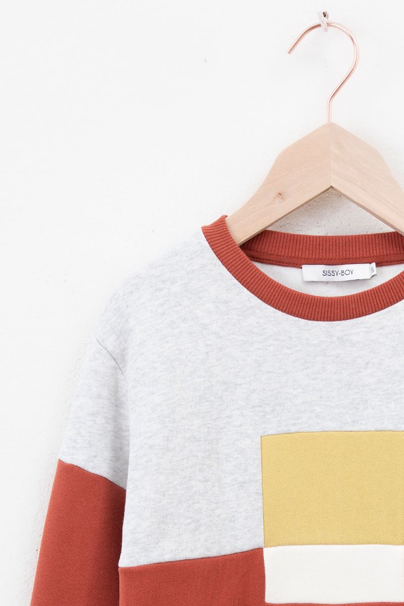 Sissy-Boy - Donkerrode colourblock sweater