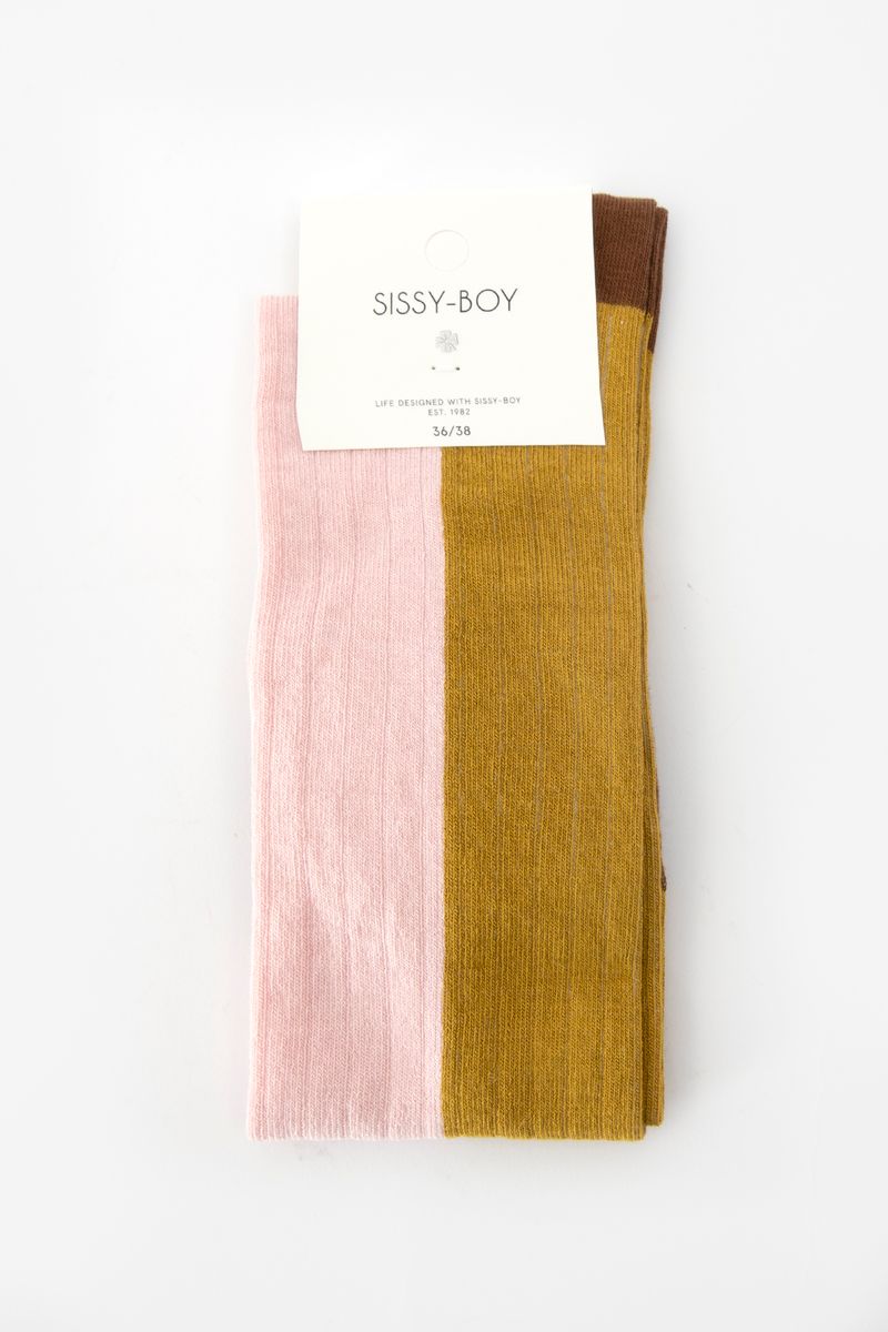 Lichtgroene lange colourblock sokken