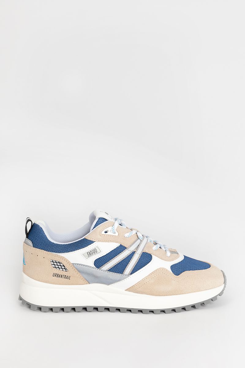 Faguo Beige Sneakers Met Blauwe Details