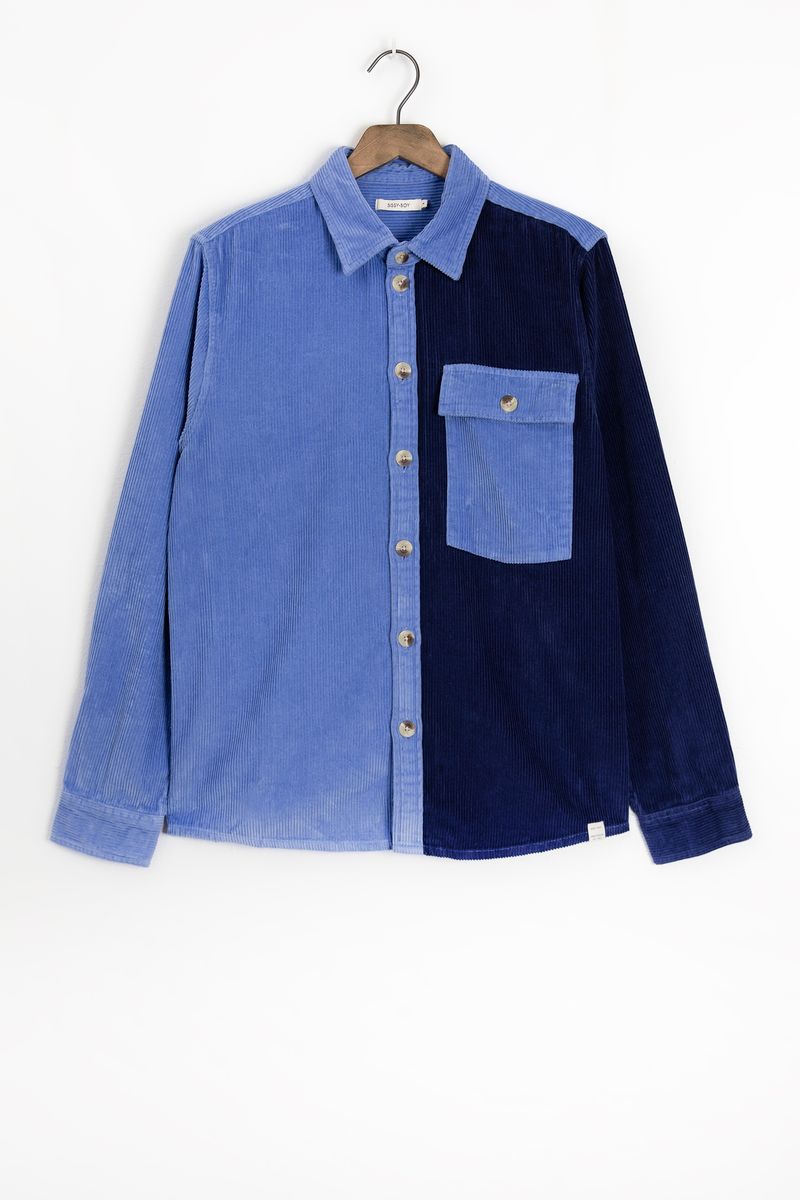 Blauw Colourblock Overhemd