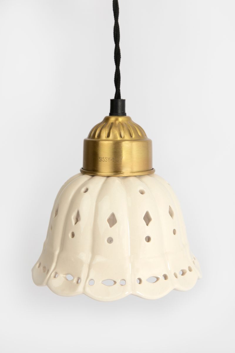 Witte Keramische Hanglamp Met Brass