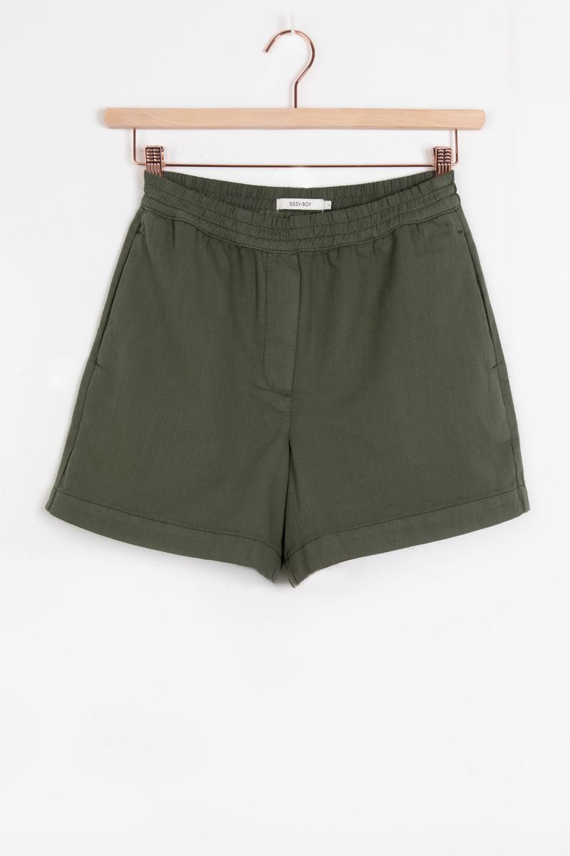 Donkergroene Twill Shorts