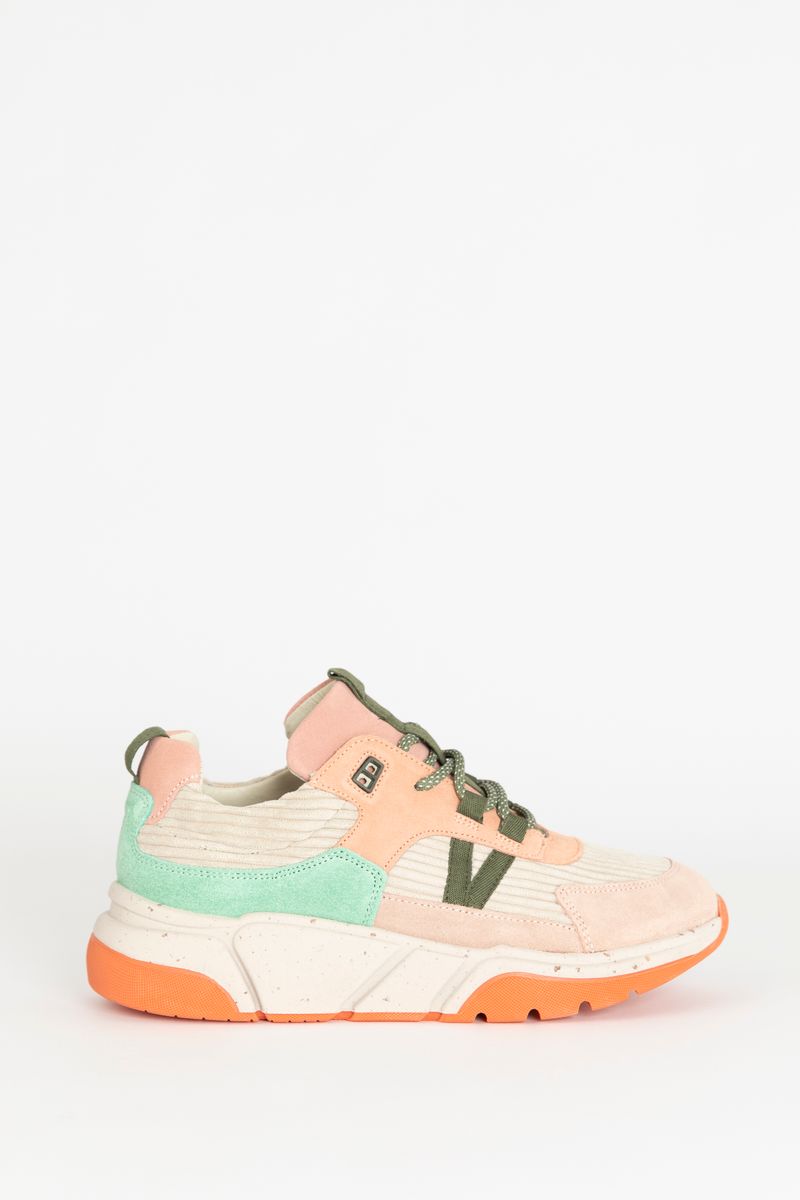 Multicolour Suède Sneakers Met Oranje Details