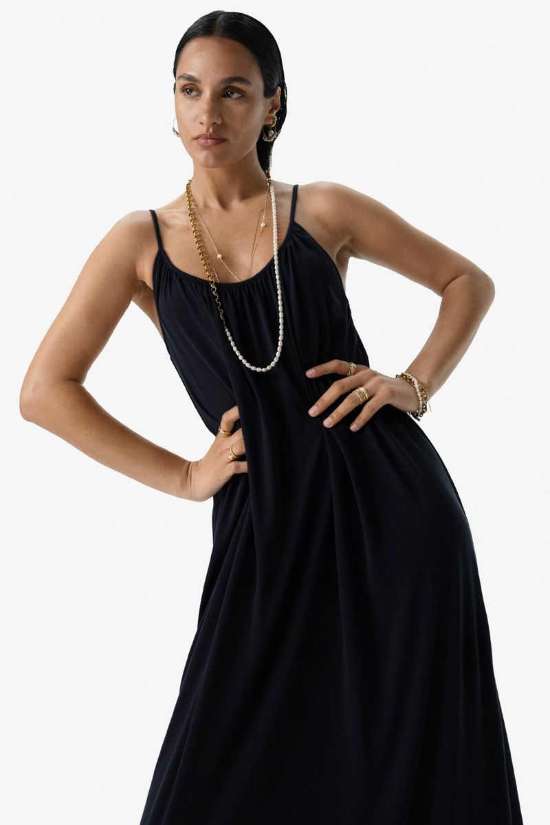 Zwarte Maxi Jurk Met Spaghetti Bandjes