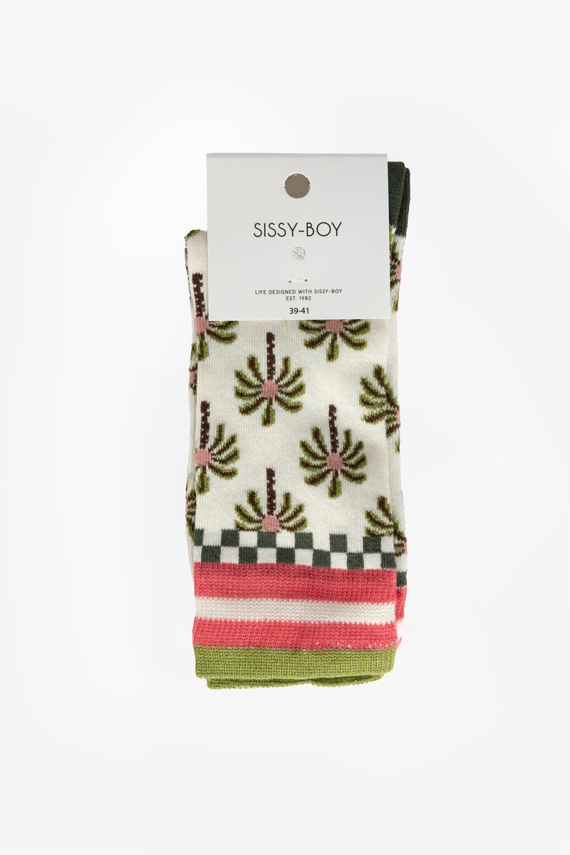 Multicolour Jacquard Sokken Met Palmboom Patroon