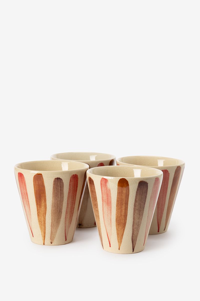Koffiemokken beige met strepen