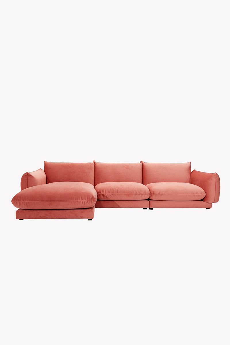 Countess 4-zits Bank Chaise Longue Links Dark Pink