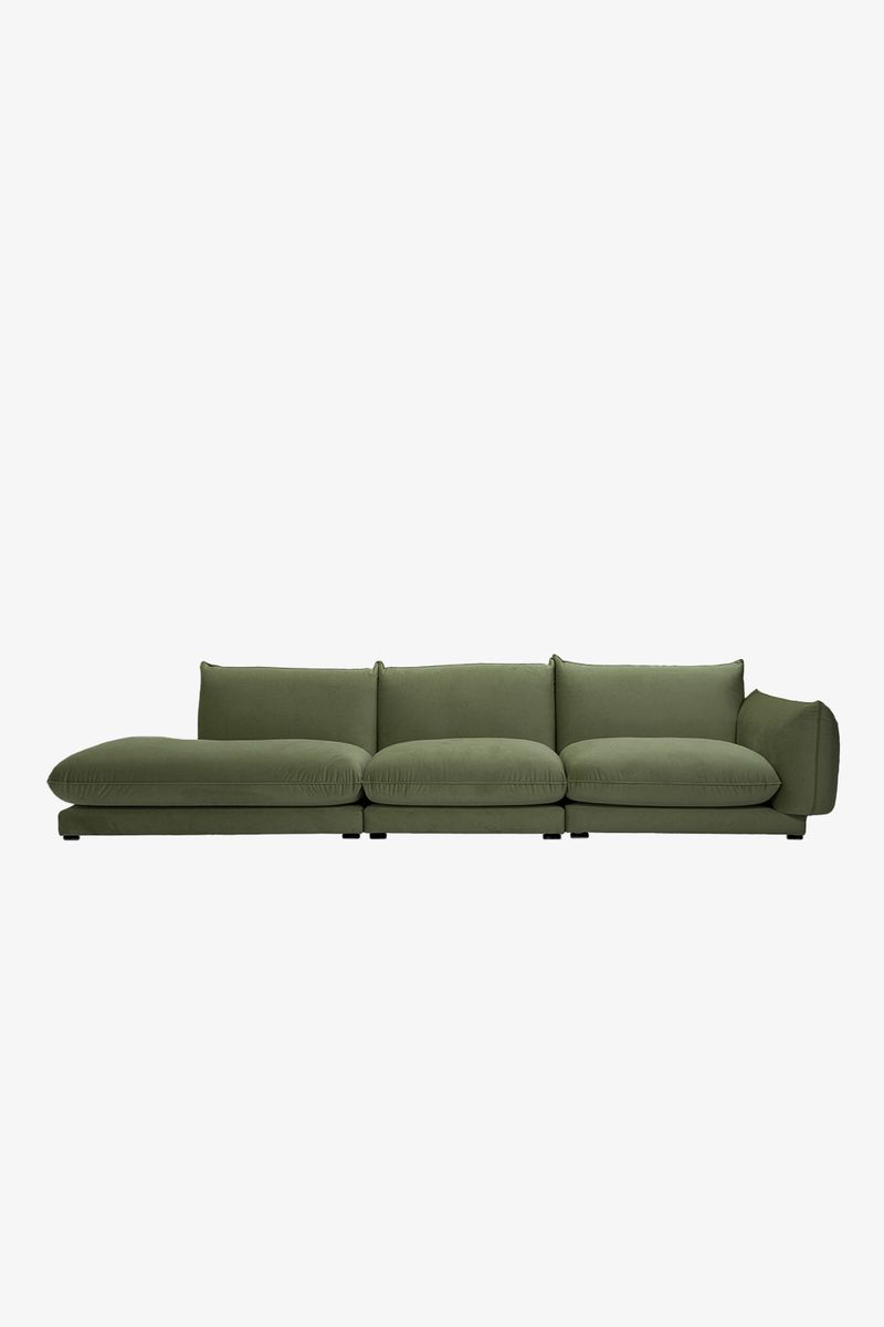 Countess 4-zits Bank Otto Longue Links Olive Green