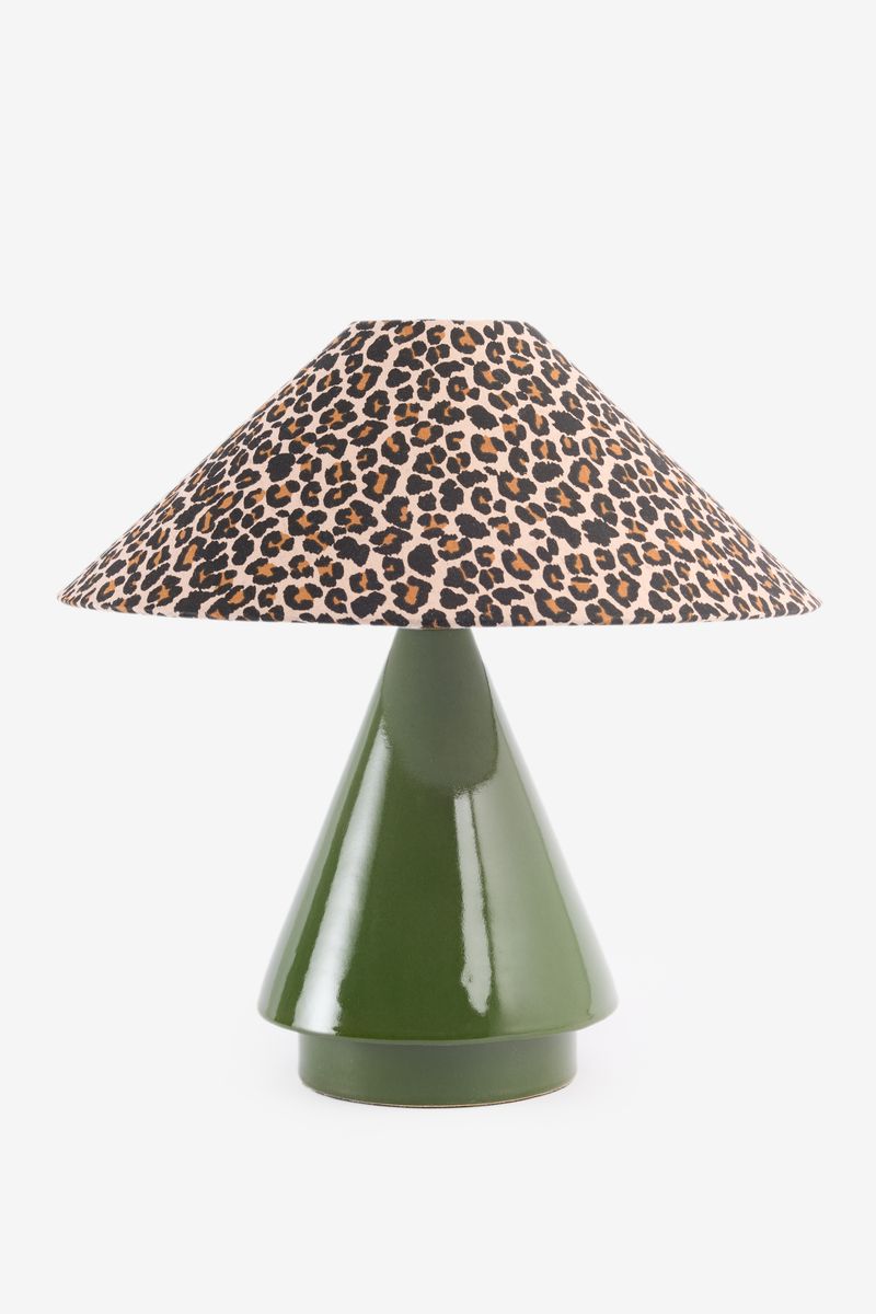 Groene Tafellamp Met Leopard Print