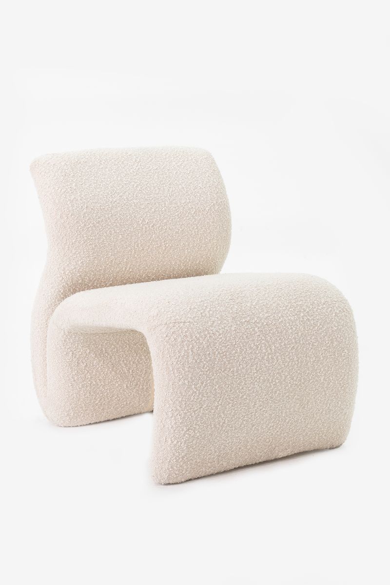 Ecru Boucle Lounge Chair