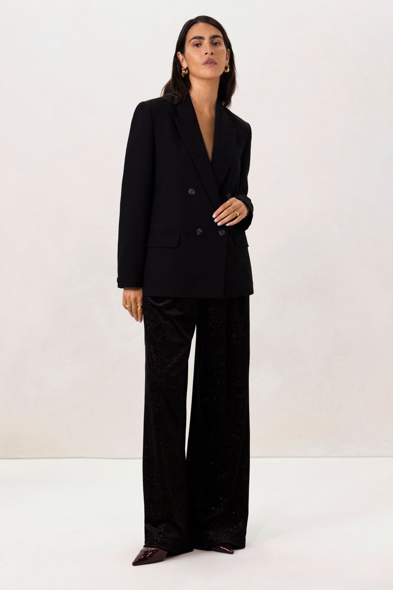 Zwarte Velvet Broek Met Glitters