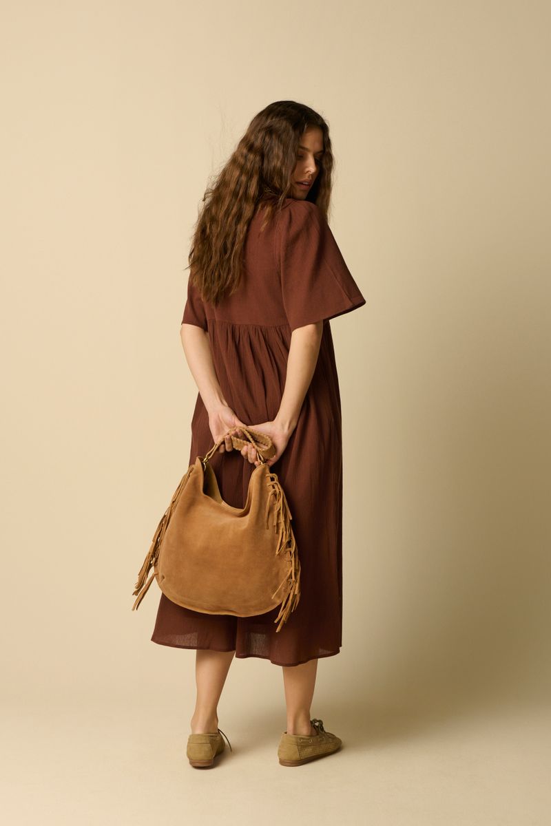 Veloursleder-Shopper – Braun