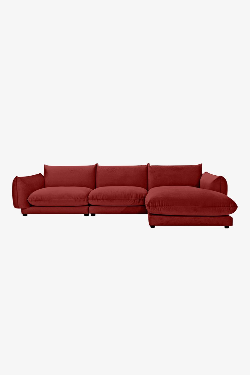 Countess 4-zits bank chaise longue rechts Royal Bordeaux