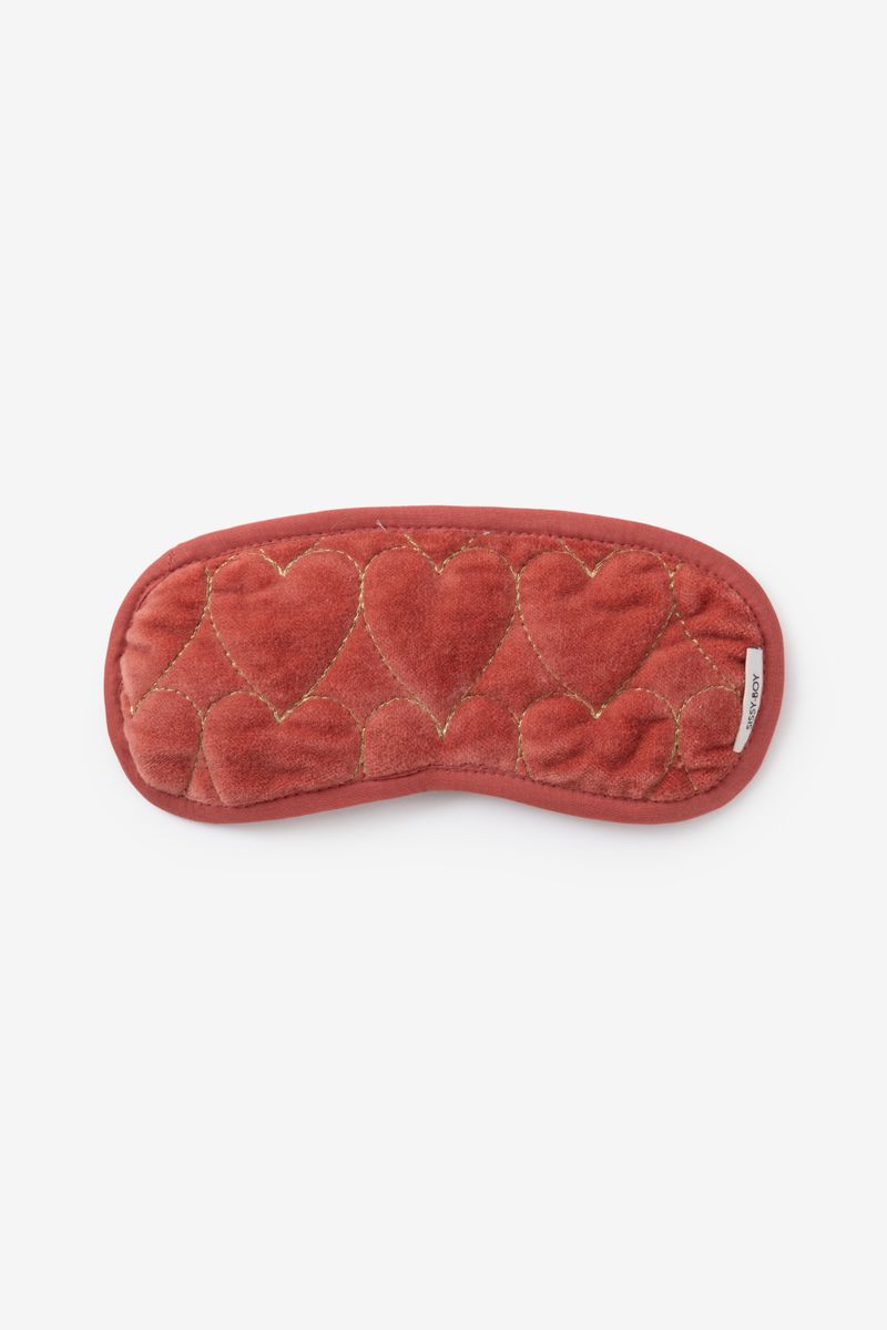 Roze Velvet Oogmasker Met Gewatteerde Hartjes