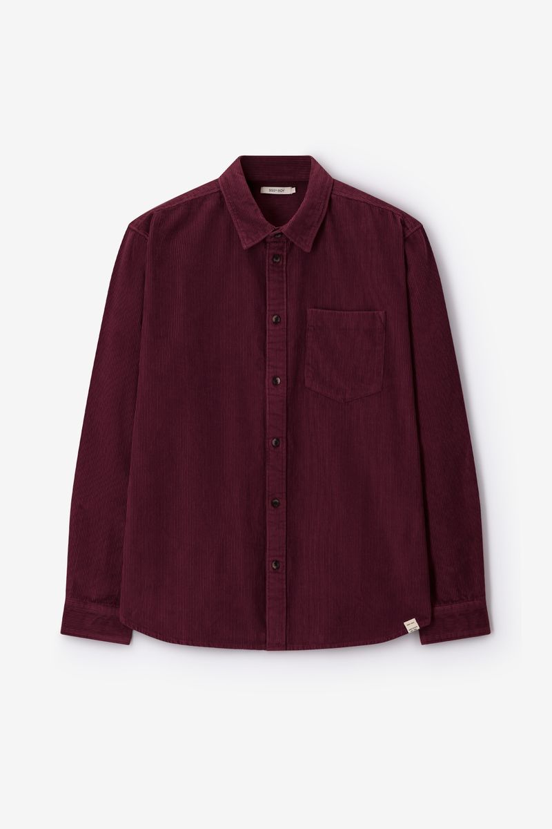 Donkerrode Corduroy Overhemd