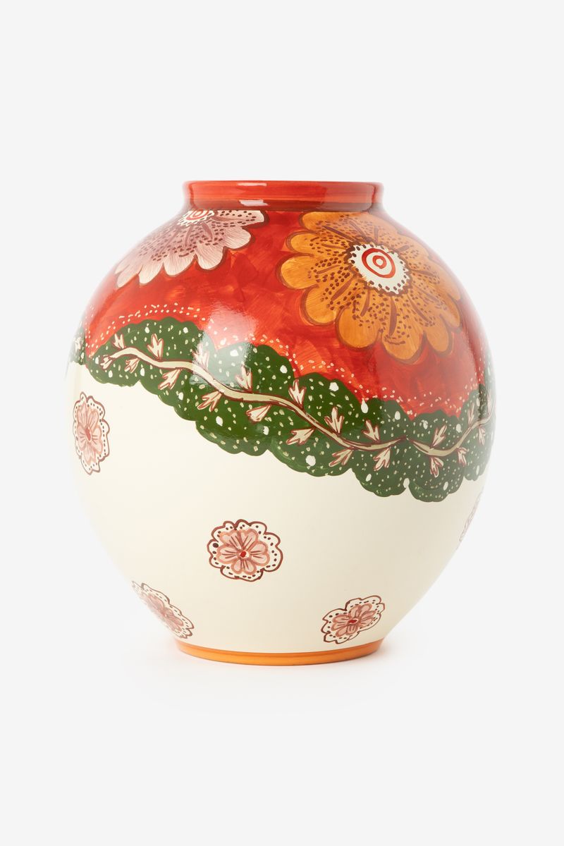 Vase Mit Blumenmuster - Mehrfarbig
