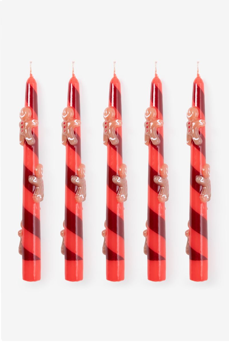 Kerze Mit Lebkuchenmännern - Rot