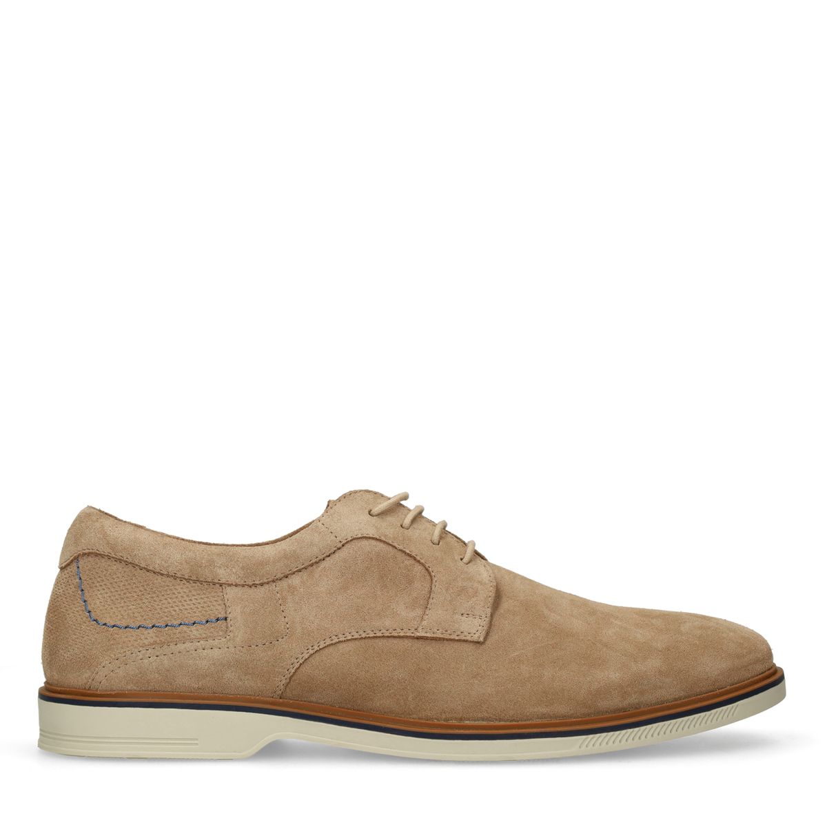 No Stress Beigefarbene Veloursleder-Schnürschuhe