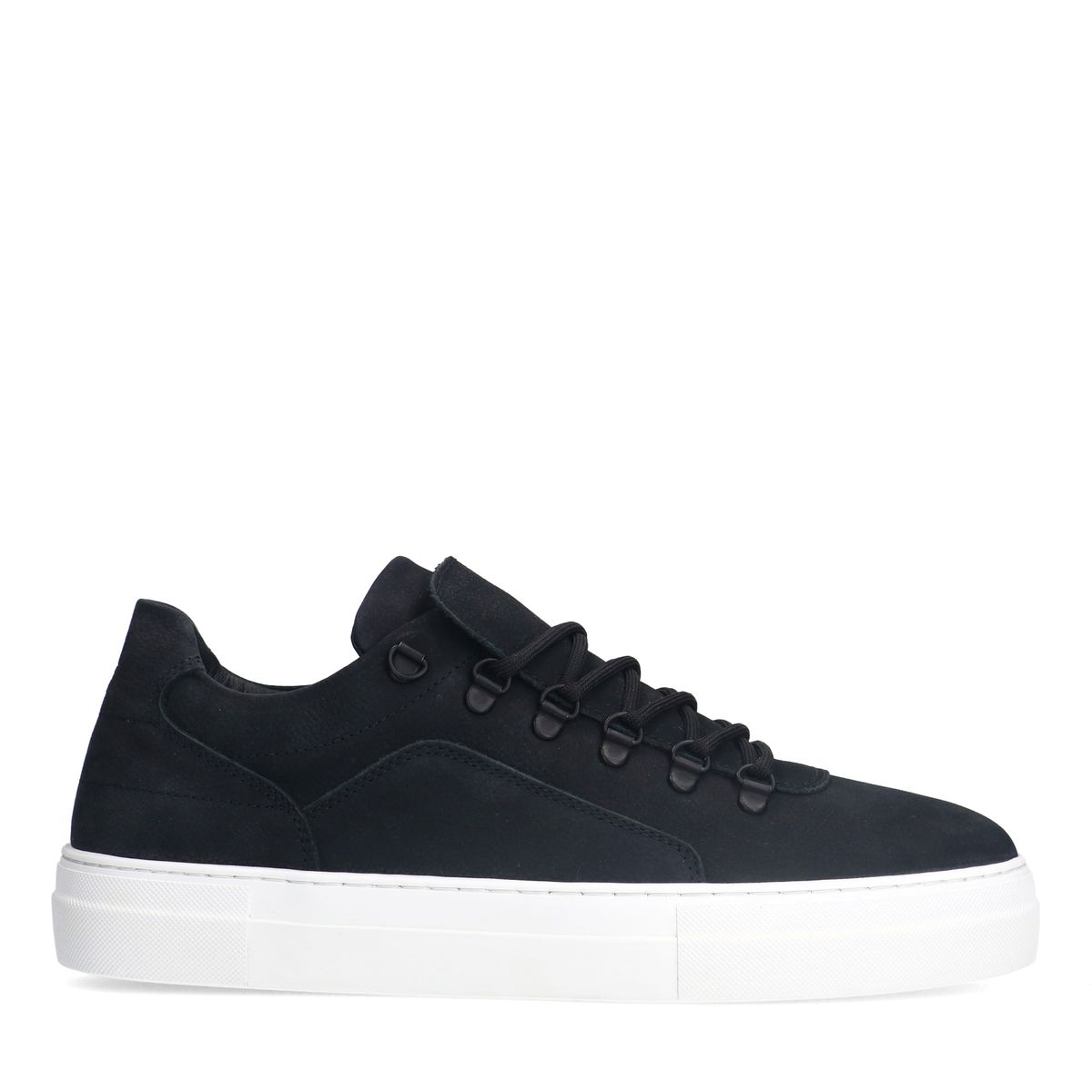 Manfield Zwarte nubuck sneakers