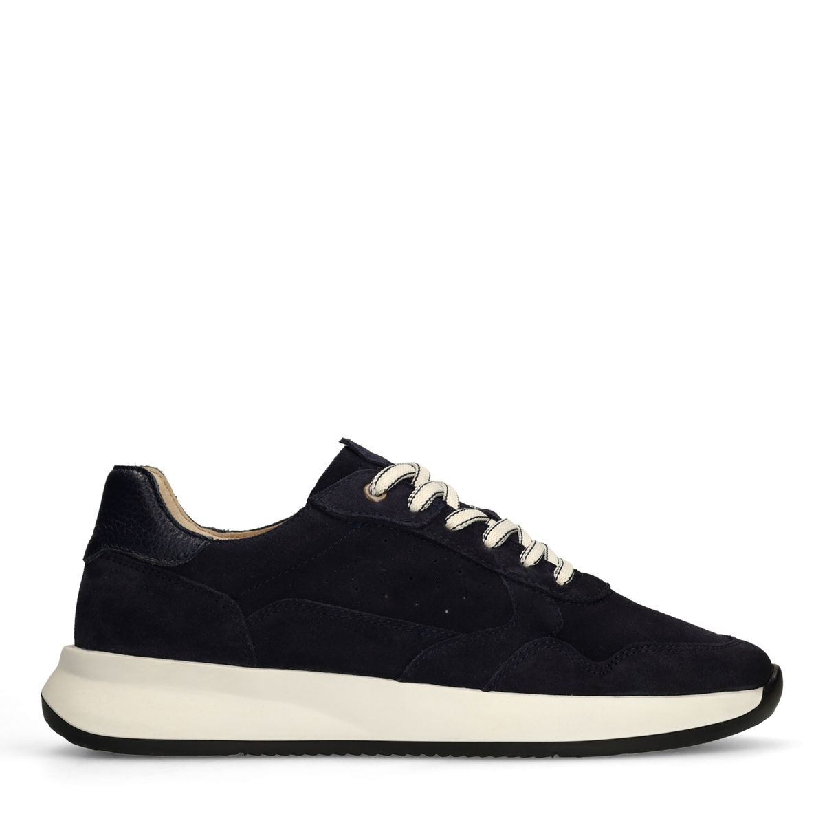 Manfield Dunkelblaue Veloursleder-Sneaker