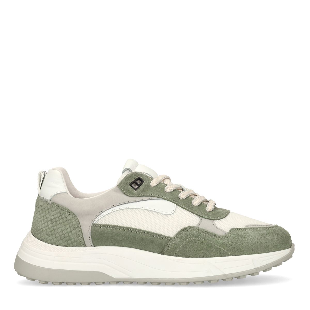 Groene leren sneakers met suède details