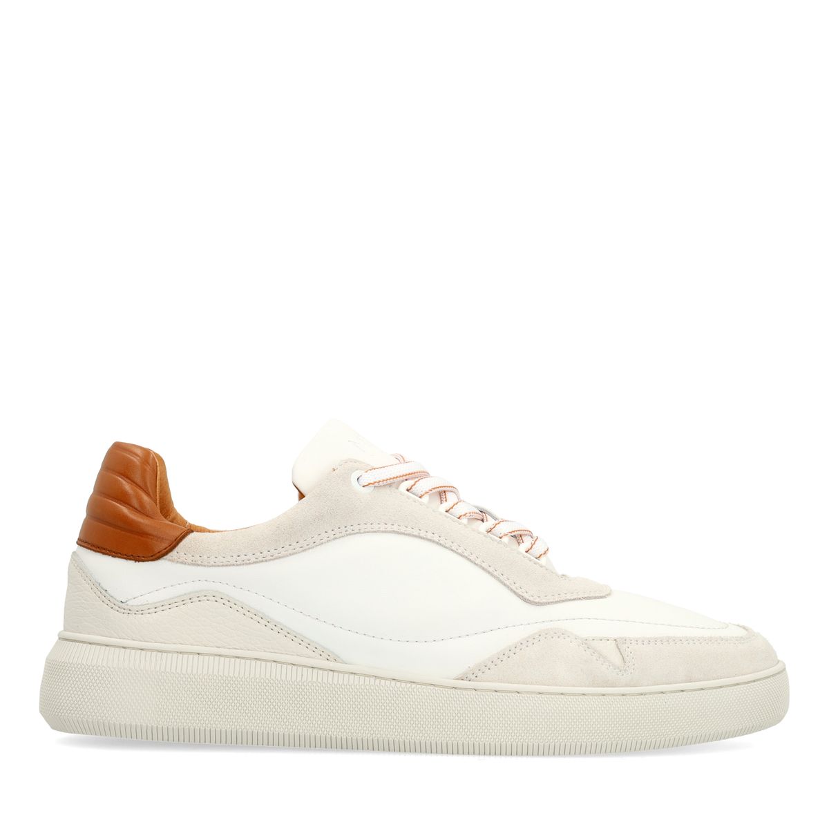 Witte leren sneakers met beige details