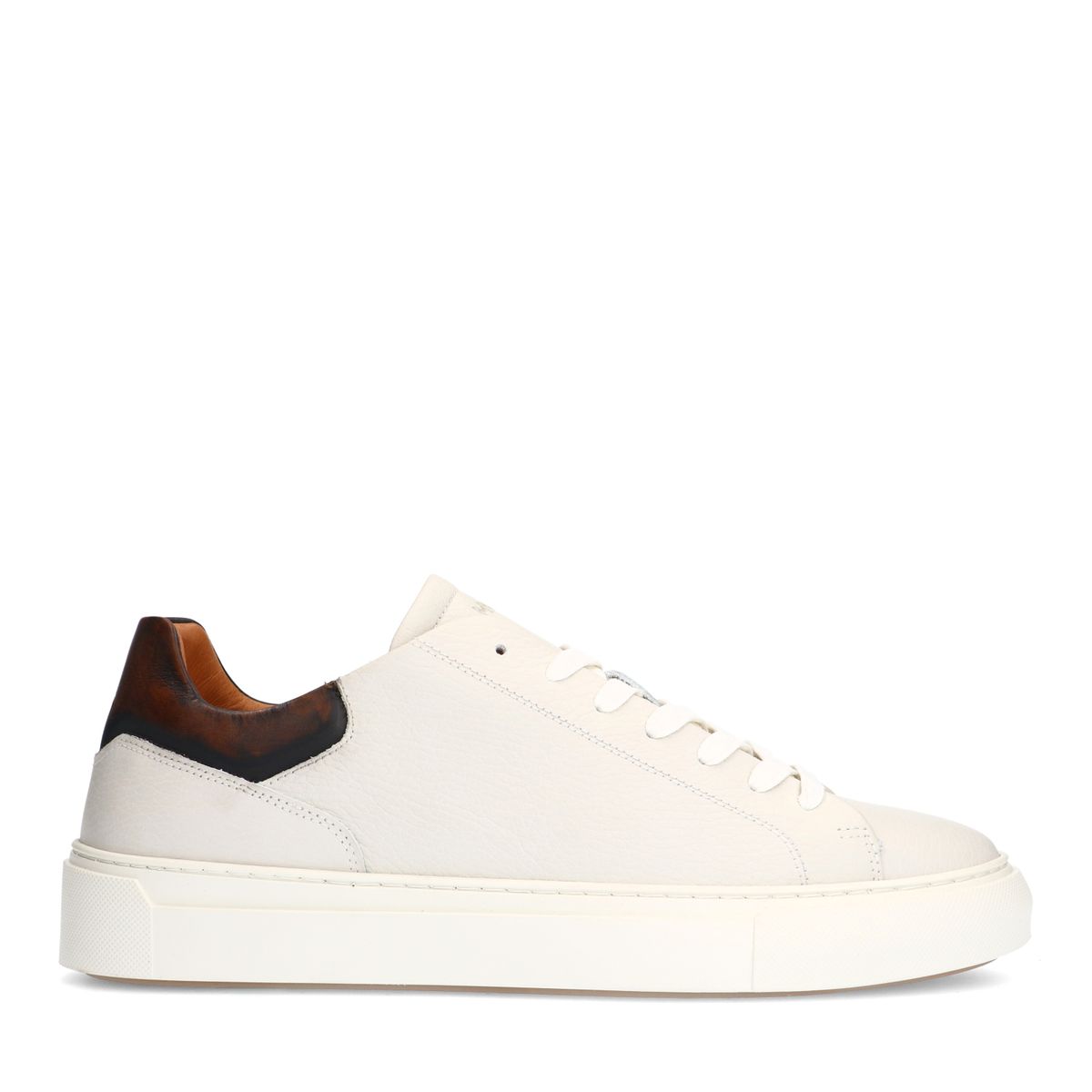 Off white leren sneakers met bruine details