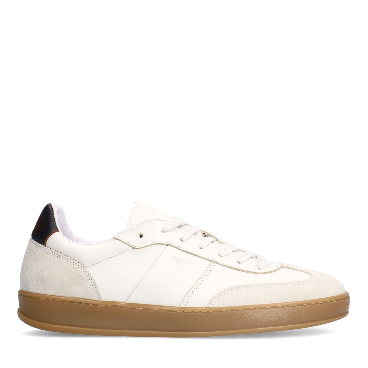 Off white leren sneakers met suède details