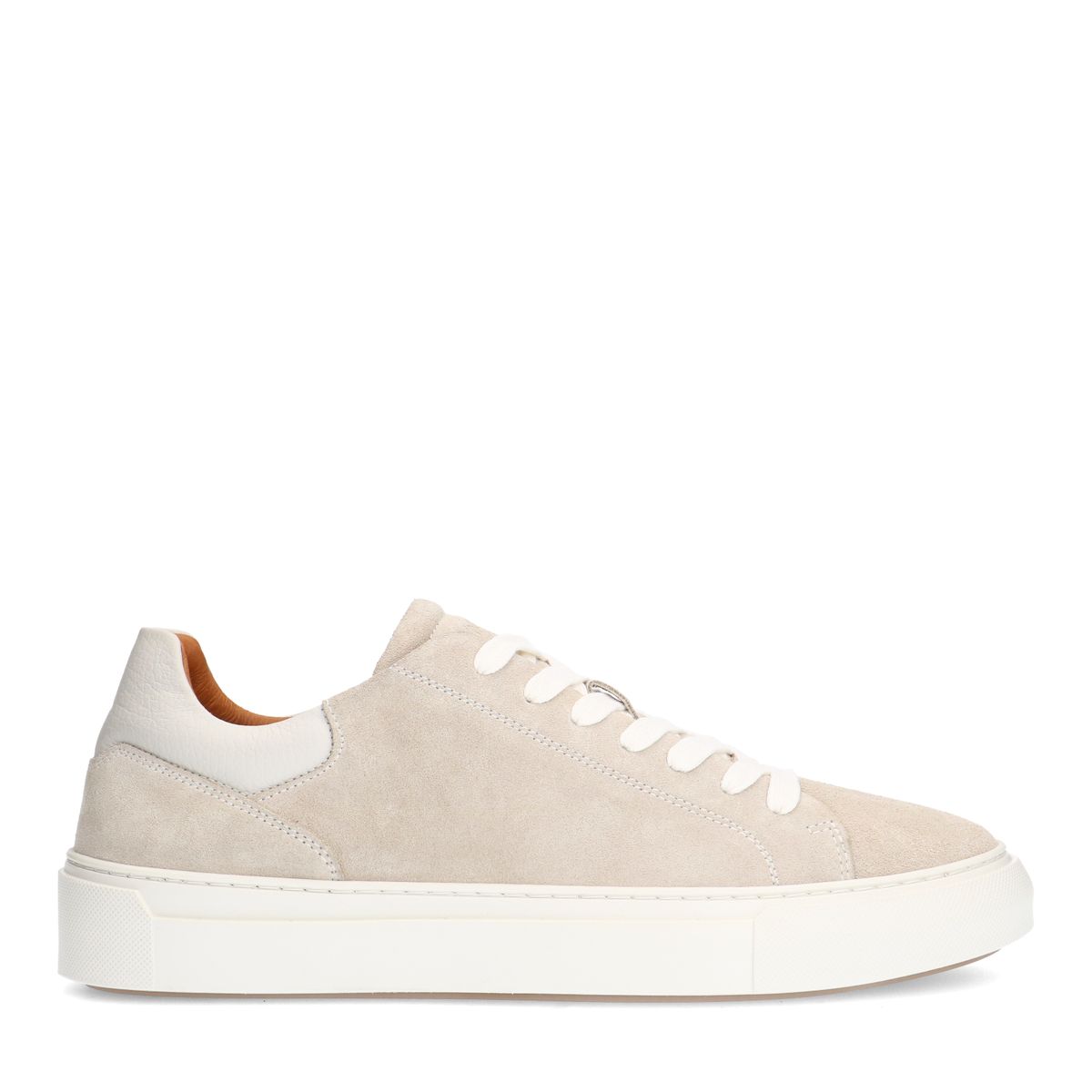 Manfield Licht Grijze Suède Sneakers Met Veters - Maat 43