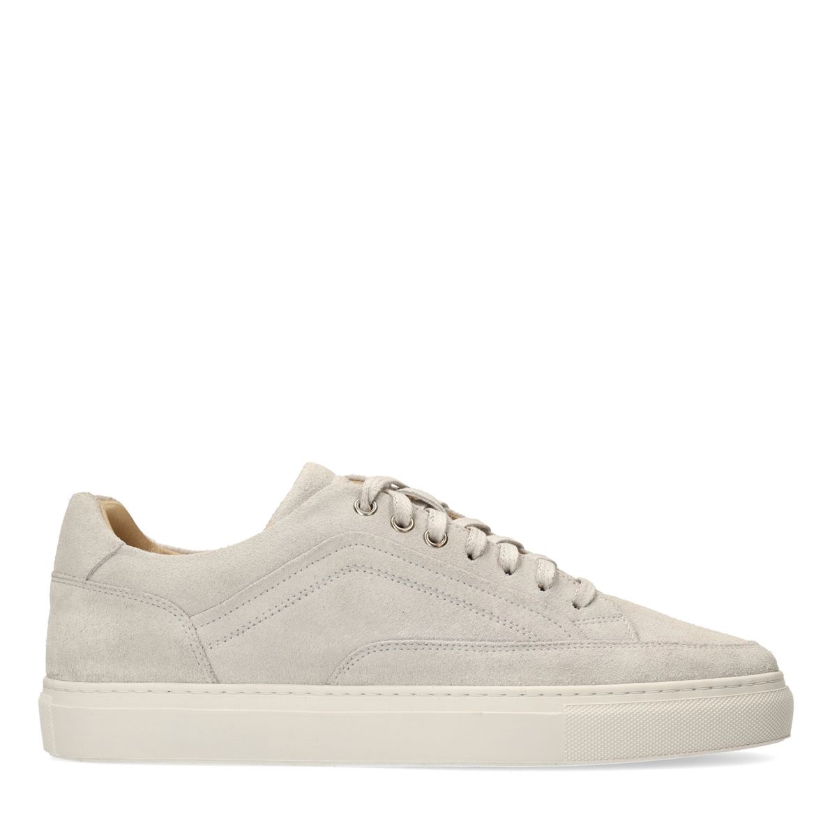 Manfield Off White Suède Sneakers Met Veters - Maat 46