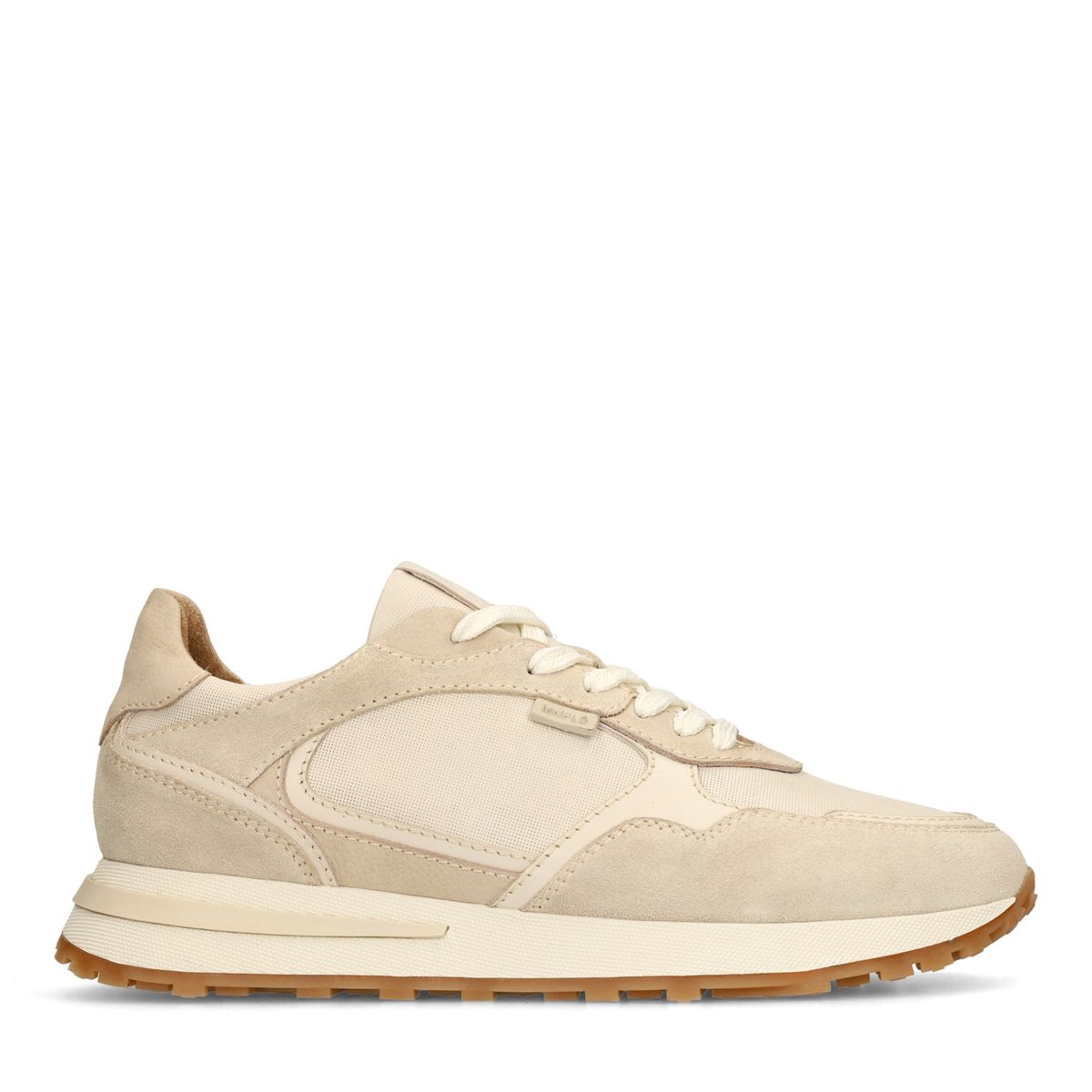 Beige leren sneakers met suède details