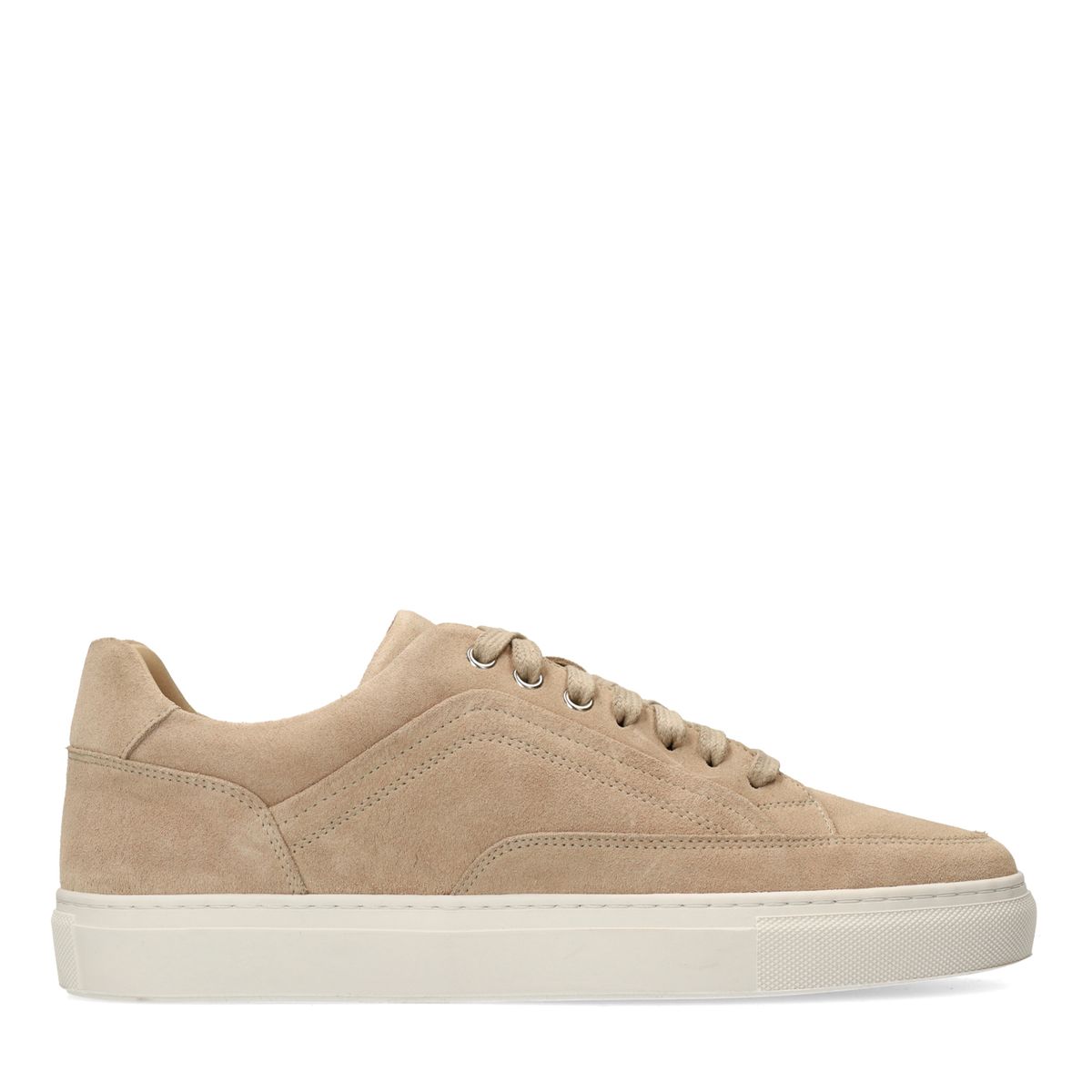Manfield Beige Suède Sneakers Met Veters - Maat 42