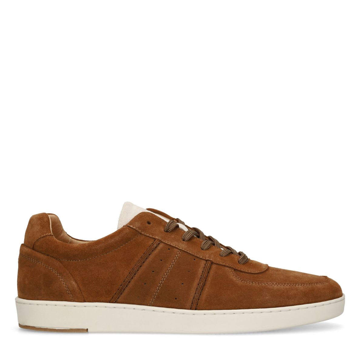 Manfield Cognacfarbene Veloursleder-Sneaker