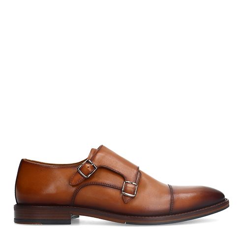 Cognac leren gespschoenen