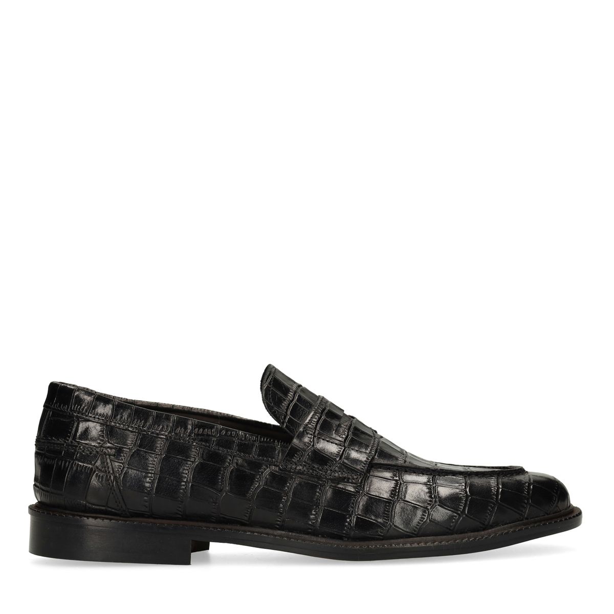 Zwarte leren croco loafers