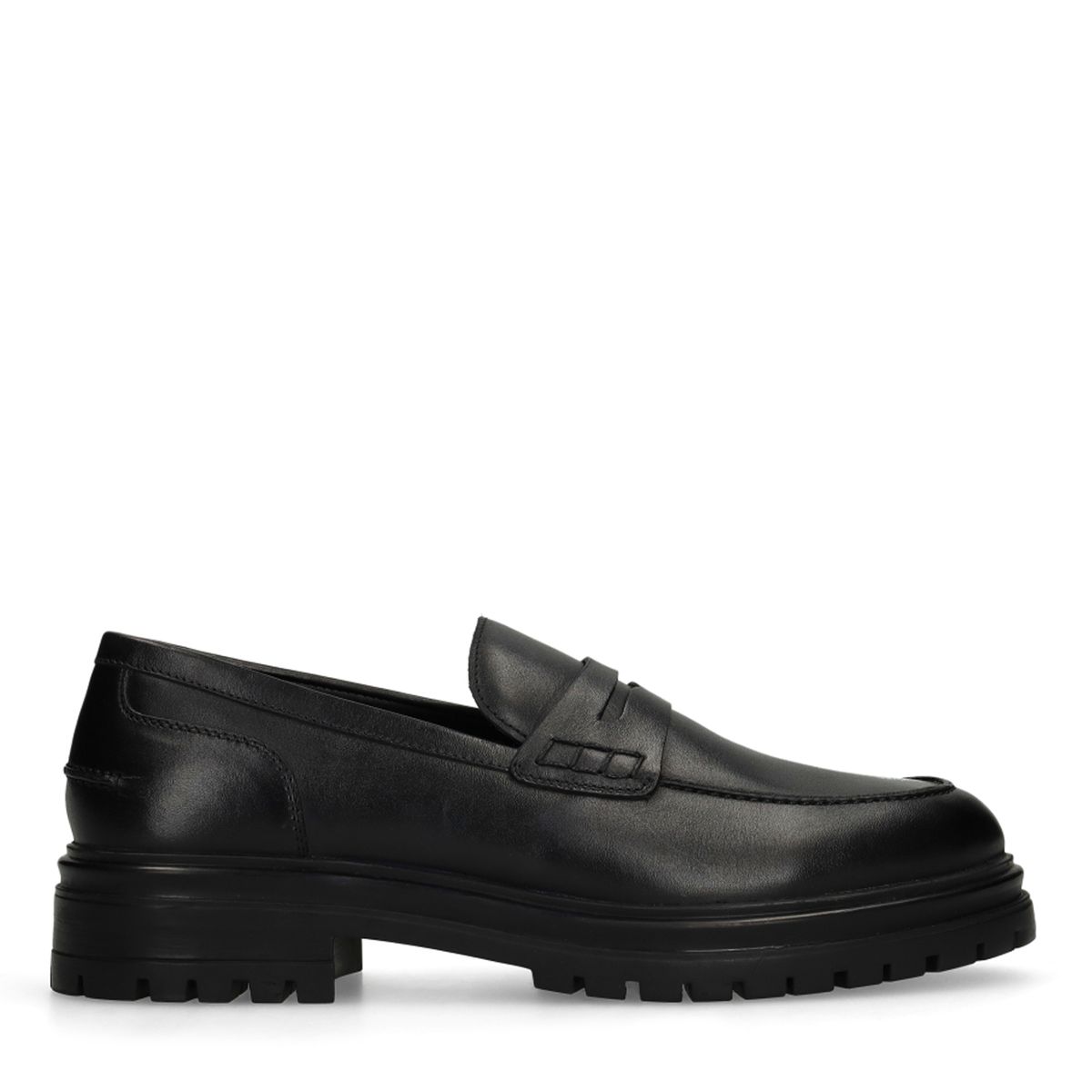 Manfield Schwarze Leder-Loafer