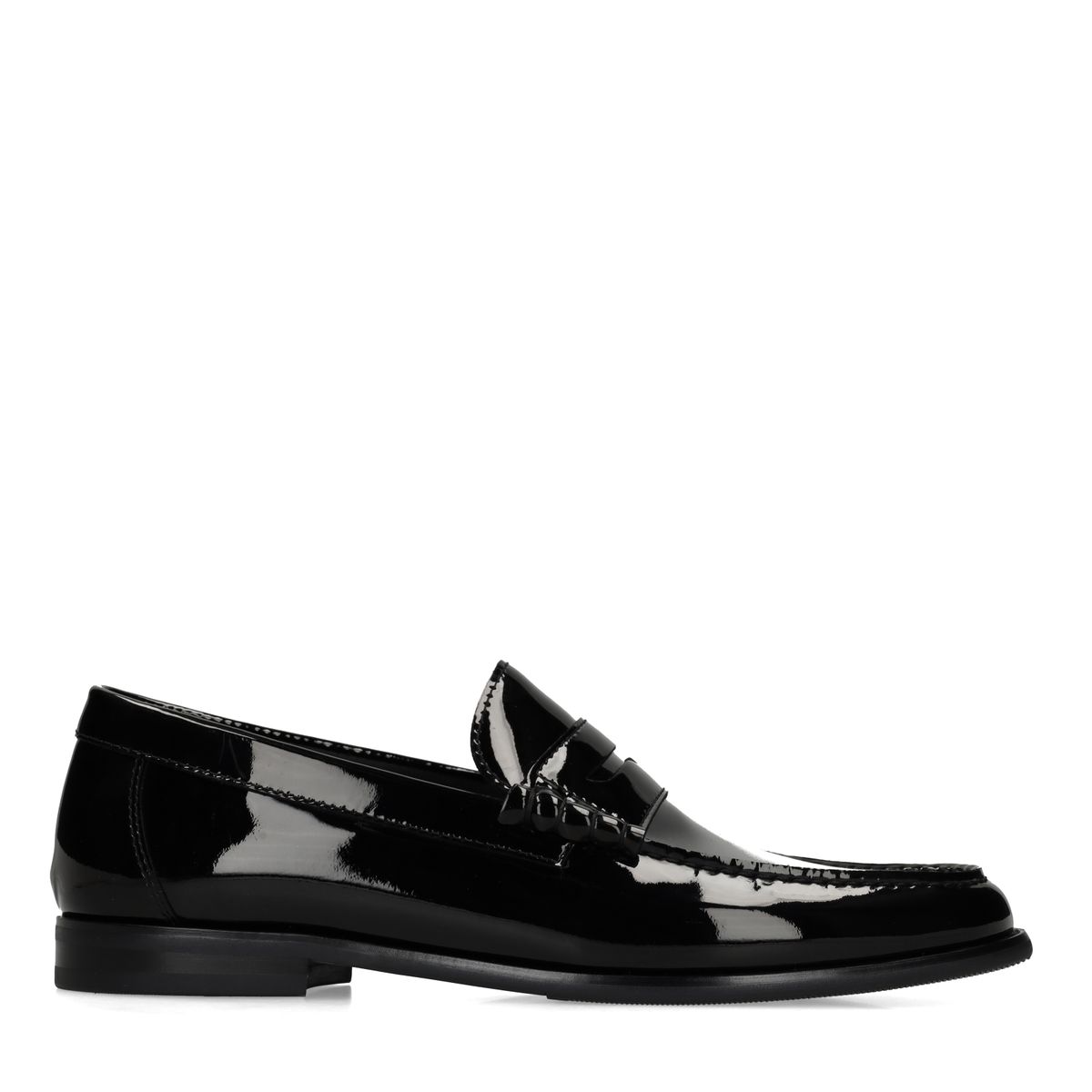Zwarte leren patent studs loafers