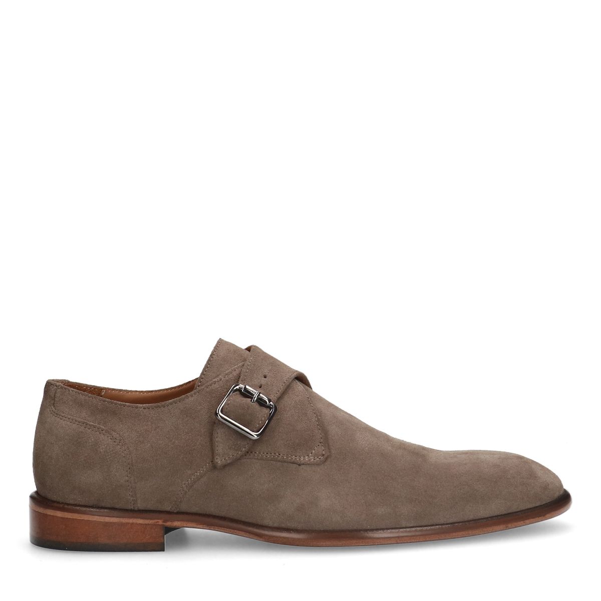 Manfield Taupefarbene Schnallenschuhe Aus Leder