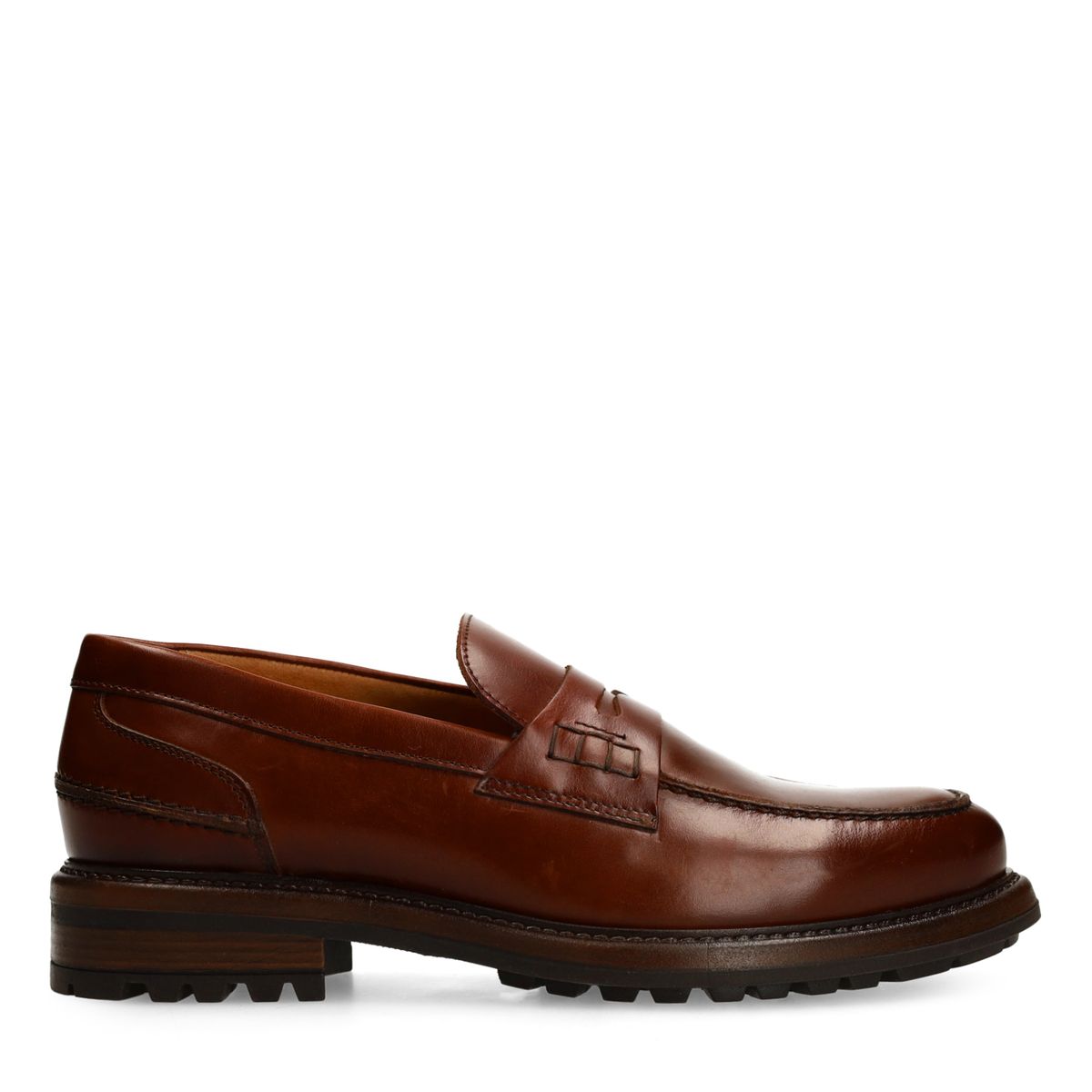 Cognac leren loafers
